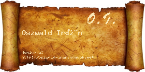 Oszwald Irén névjegykártya